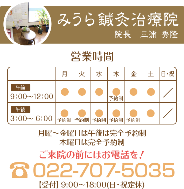 受付時間・治療予定